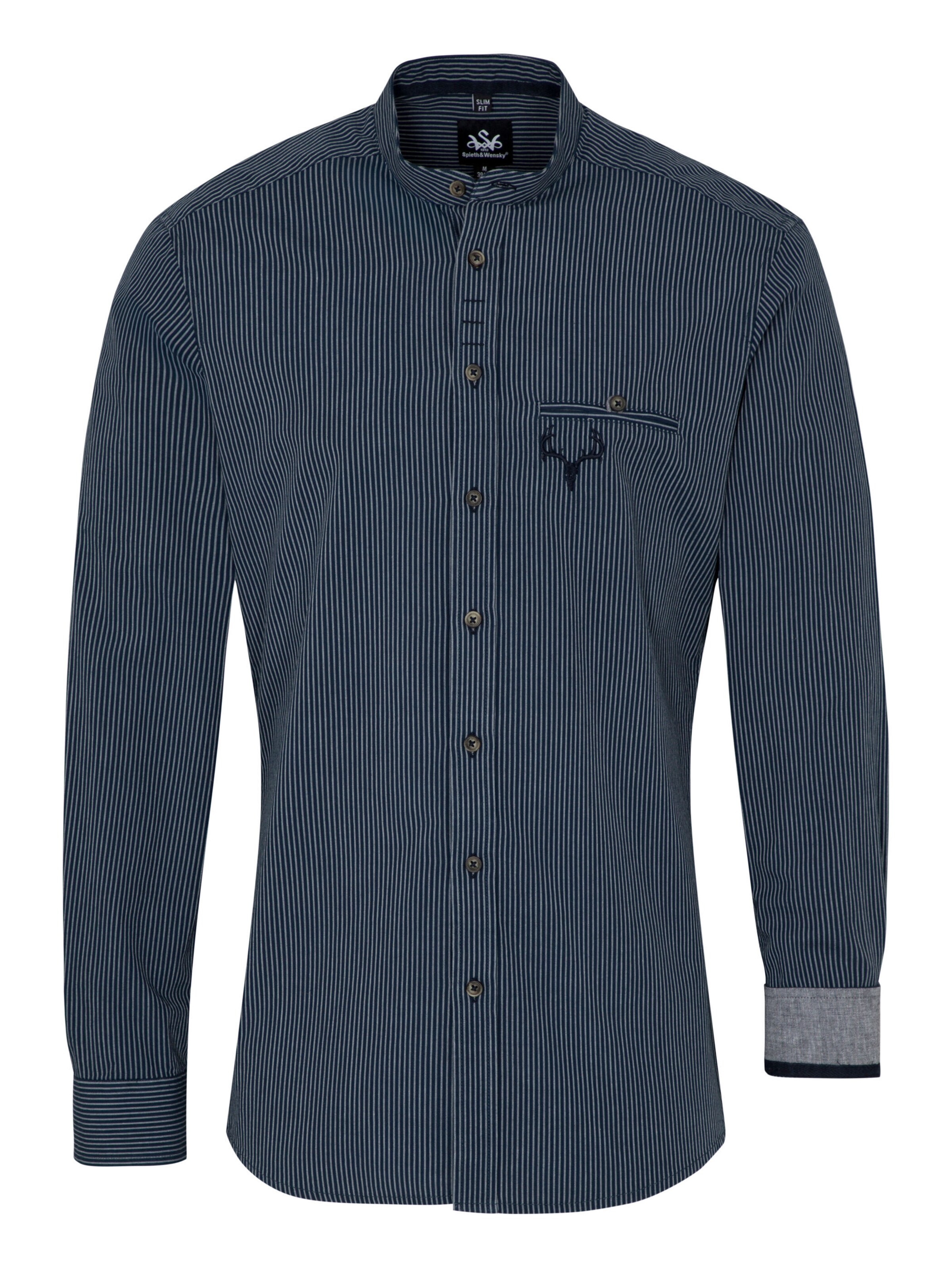 Coupe slim Chemise folklorique 'Fellen' SPIETH & WENSKY en bleu : devant
