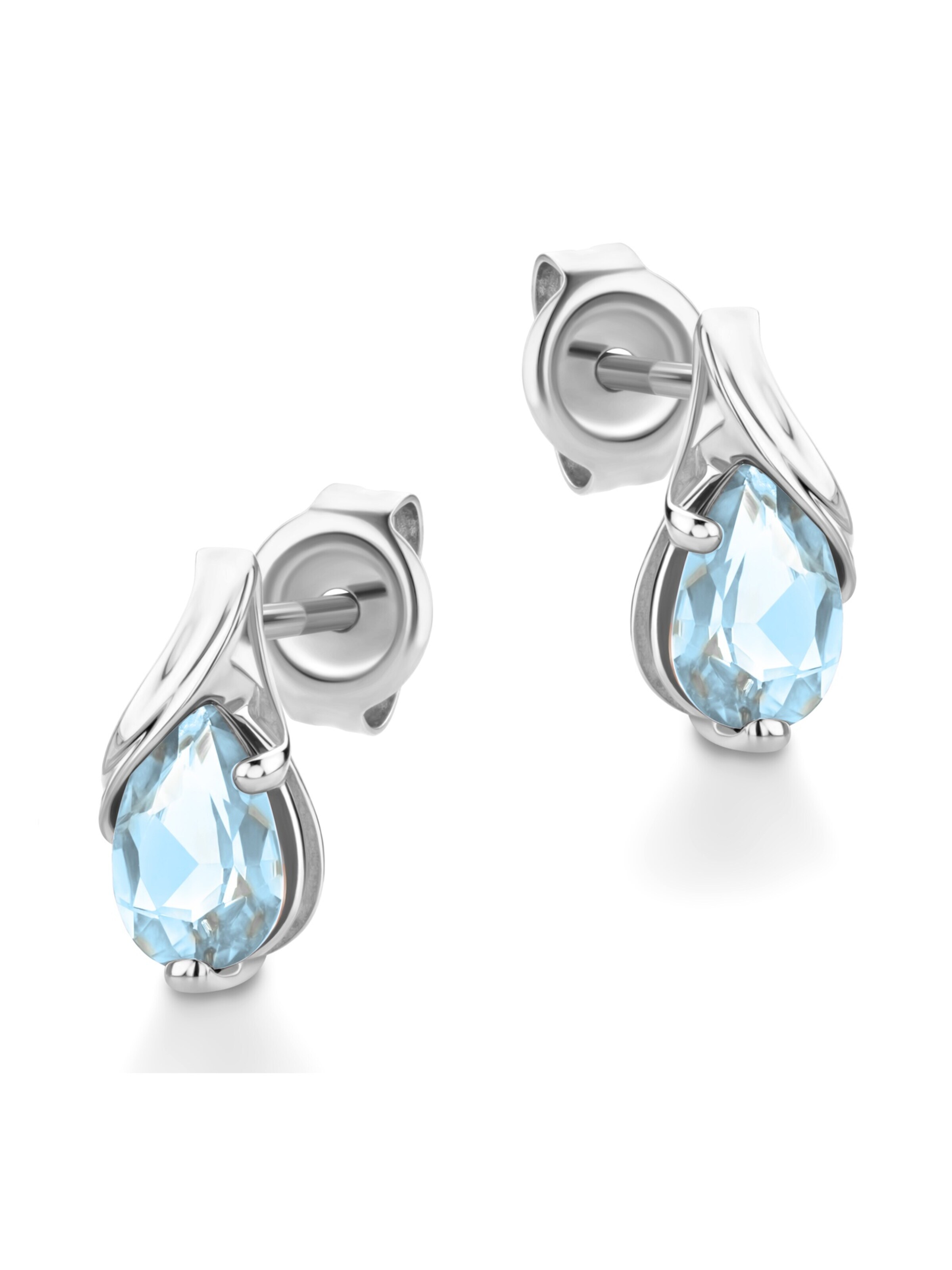 DIAMANT LETERNEL Oorbellen 'Ohrringe aus 585 Weißgold mit Topas' in Zilver: voorkant