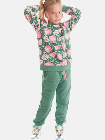 Tuta da jogging 'Flowers' di Denokids in verde: frontale