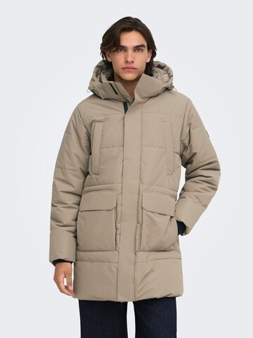 Only & Sons Winterparka 'ONSCam' in Grijs: voorkant