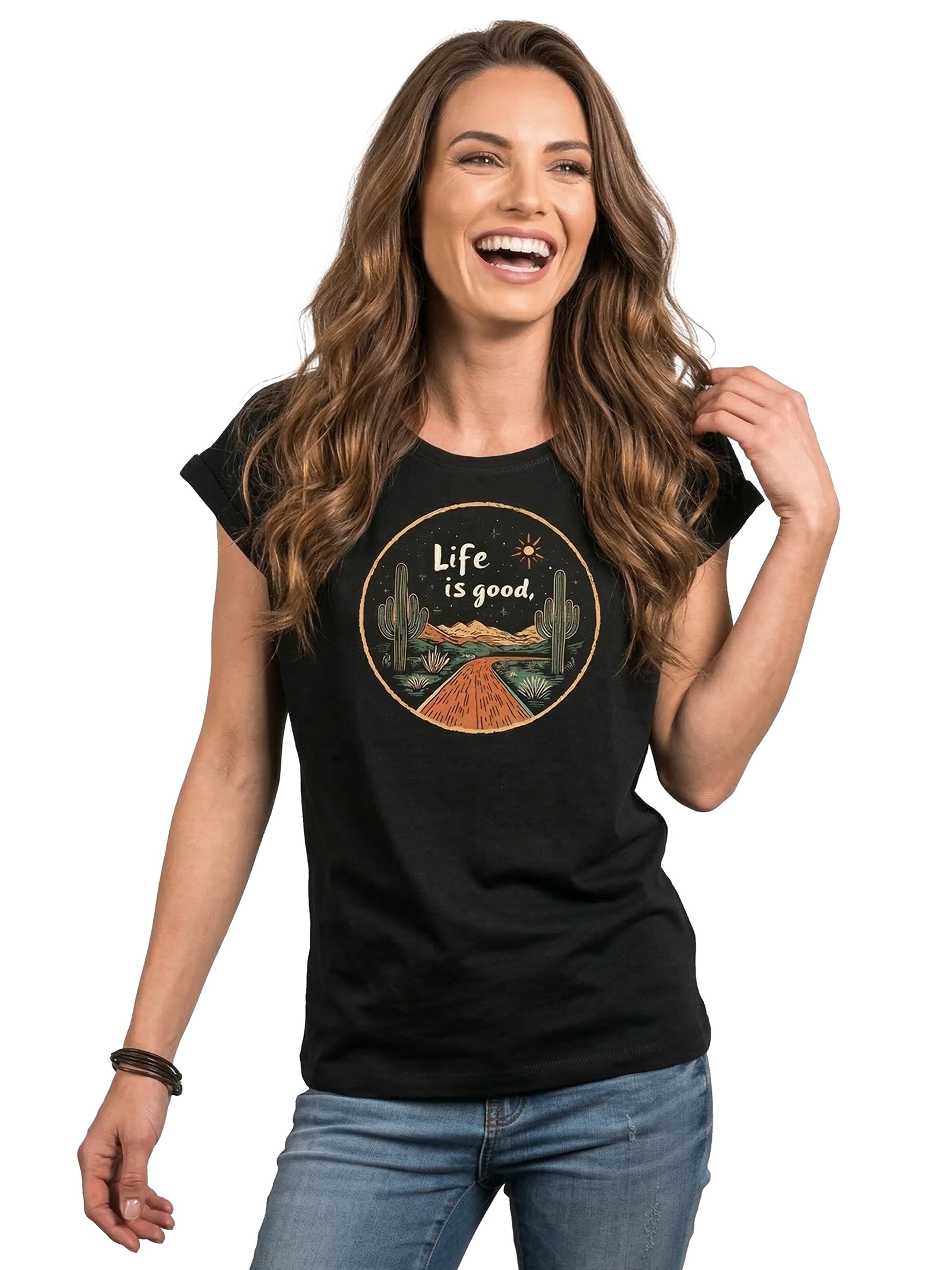 MAKAYA Shirt 'Life is good' in Black