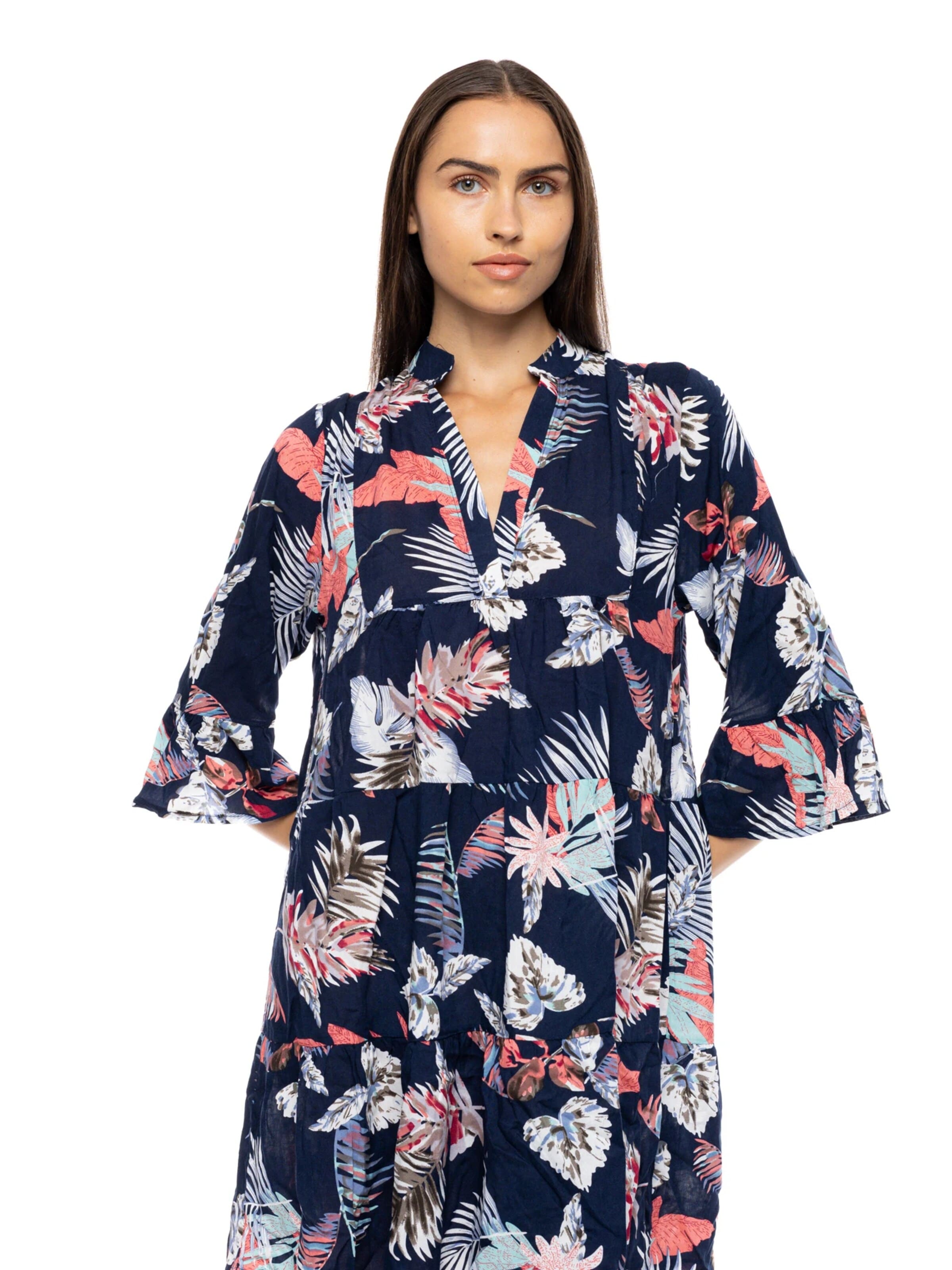 Pink Label - Vestido de verão 'BEACHWEAR TROPICAL' em azul: frente