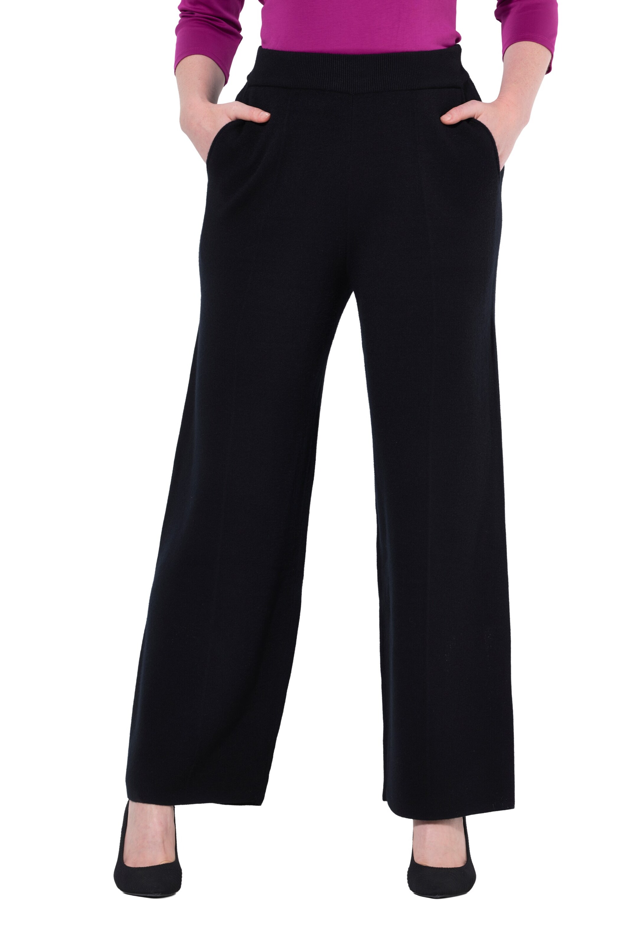 Ulla Popken Loosefit Hose in Schwarz: Vorderseite