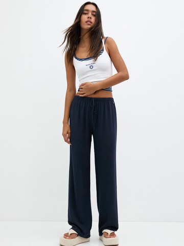 Wide leg Pantaloni de la Pull&Bear pe albastru