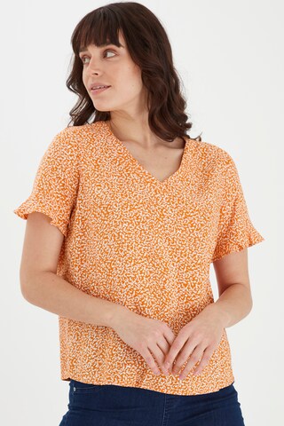 Fransa Blusenshirt mit V-Ausschnitt in Orange: predná strana