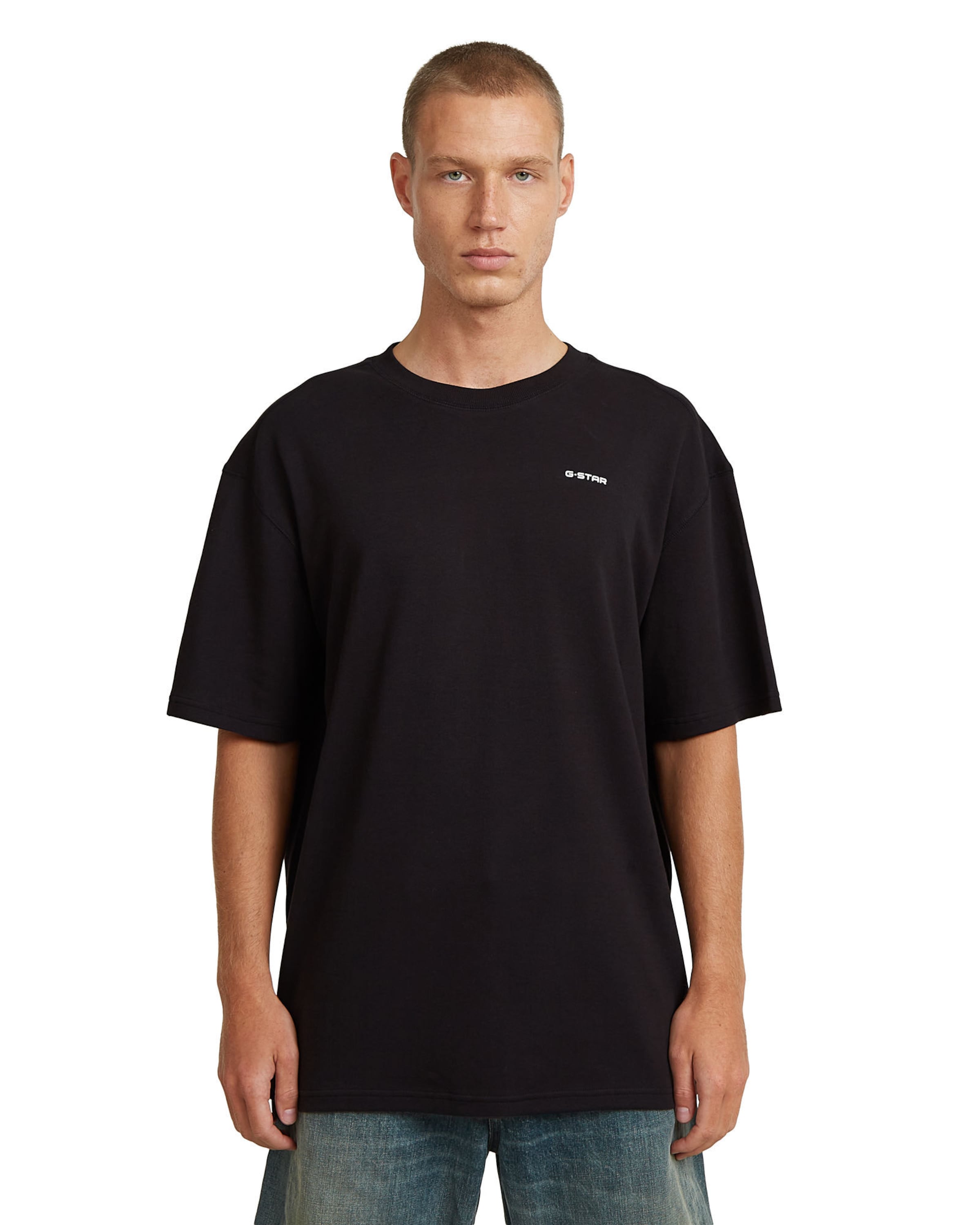 G-STAR Shirt 'Rib Insert Relaxed' in Black: front