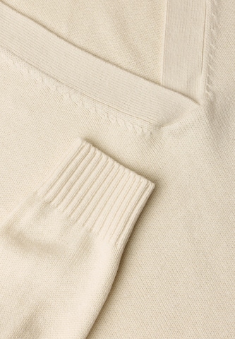 STREET ONE Langarm Pullover mit V-Ausschnitt in Beige