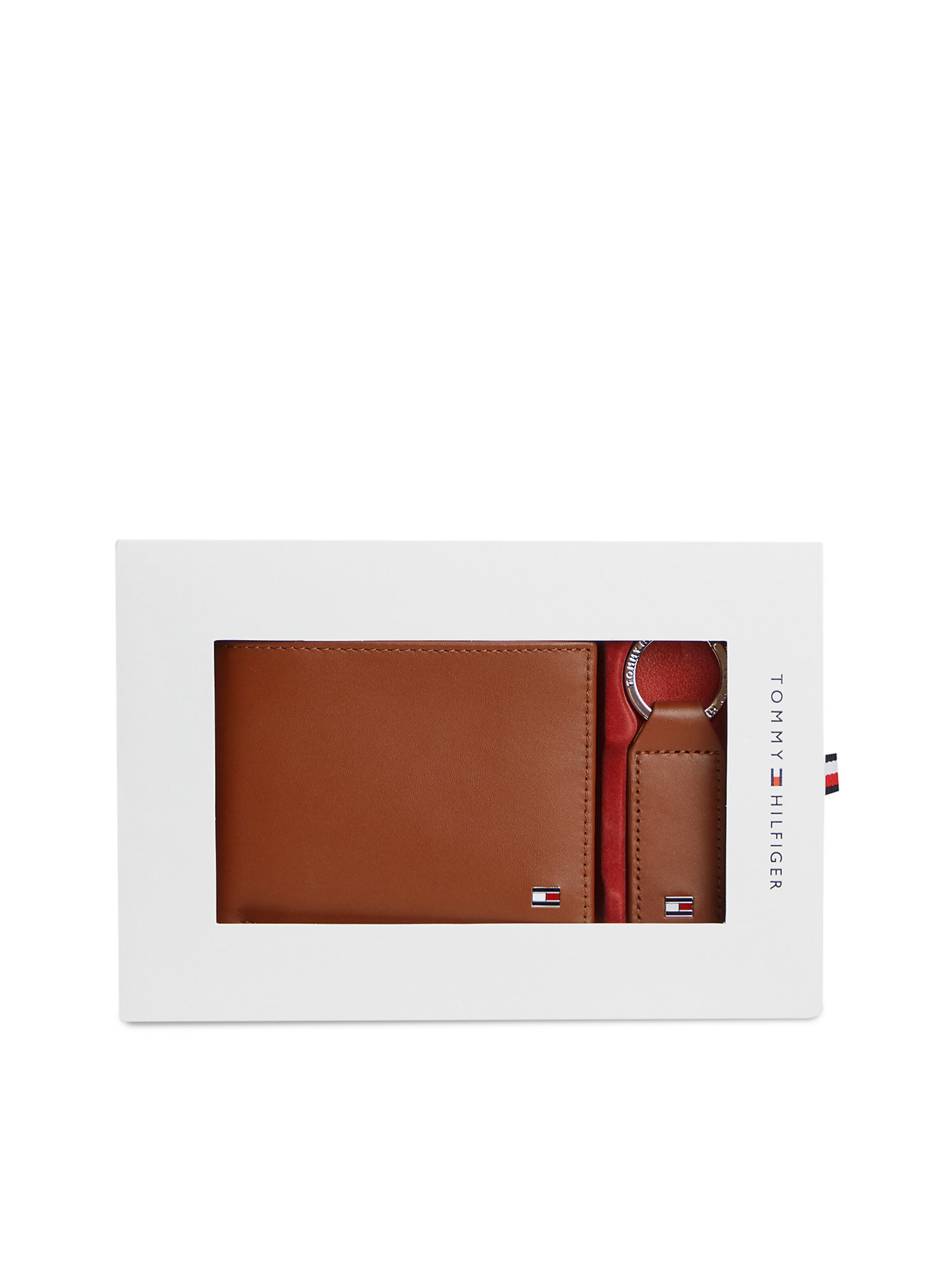 TOMMY HILFIGER Set: Portemonnaie und Schlüsselanhänger in Braun