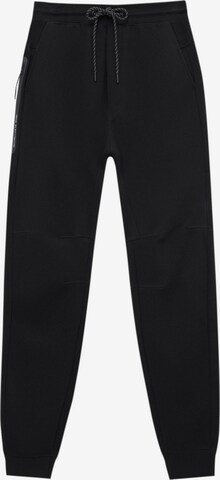 Pull&Bear Regular Trousers in Black: front