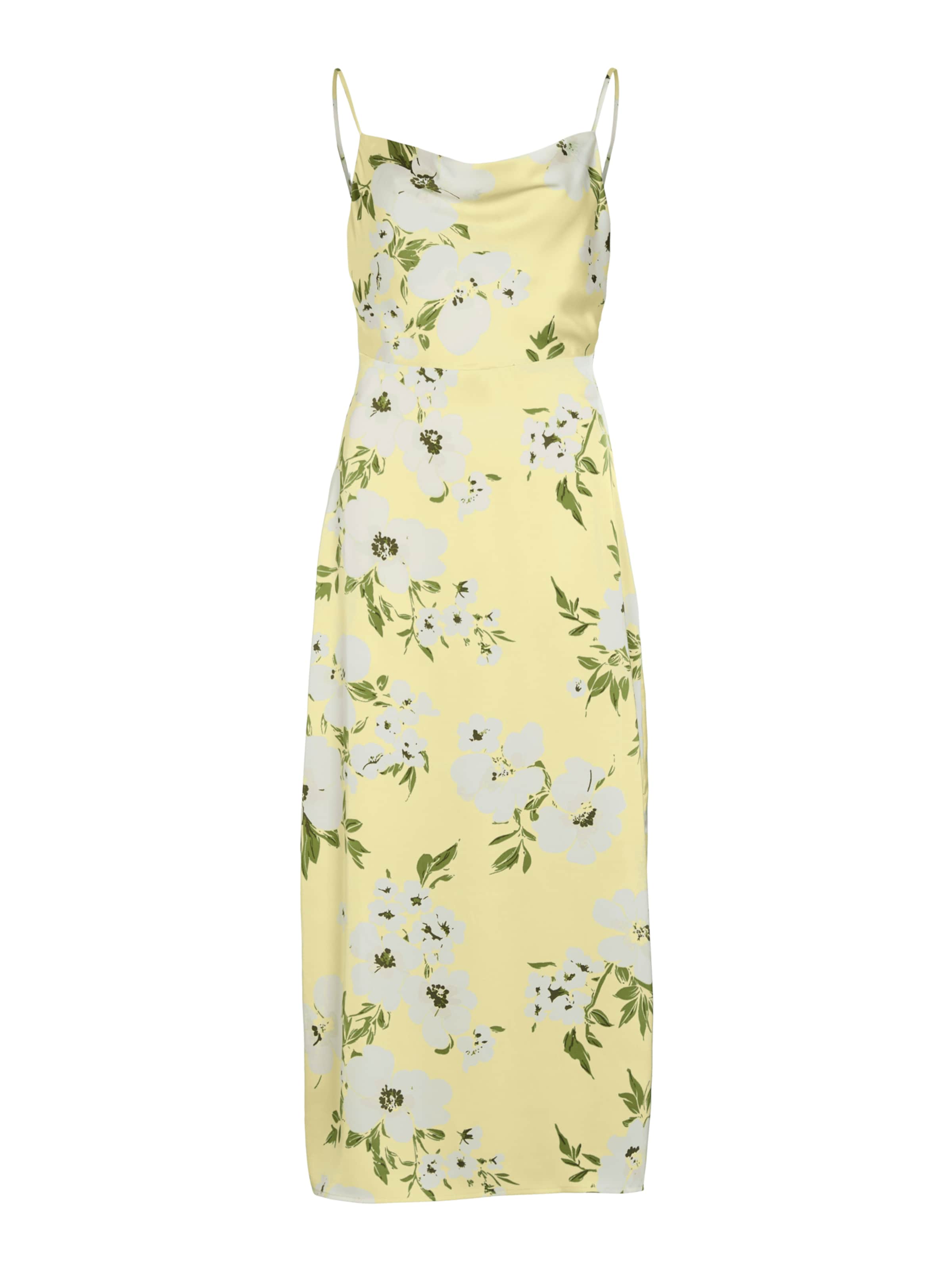 VILA Kleid 'VIRAVENNA' in pastellgelb / dunkelgrün / weiß, Produktansicht