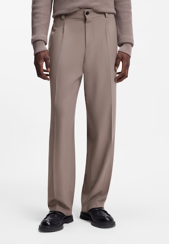 HUGO Slimfit Bandplooibroek 'Flips' in Beige: voorkant