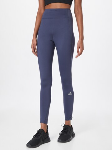 ADIDAS SPORTSWEAR Skinny Workout Pants 'Own The Run Winter' in Blue: front