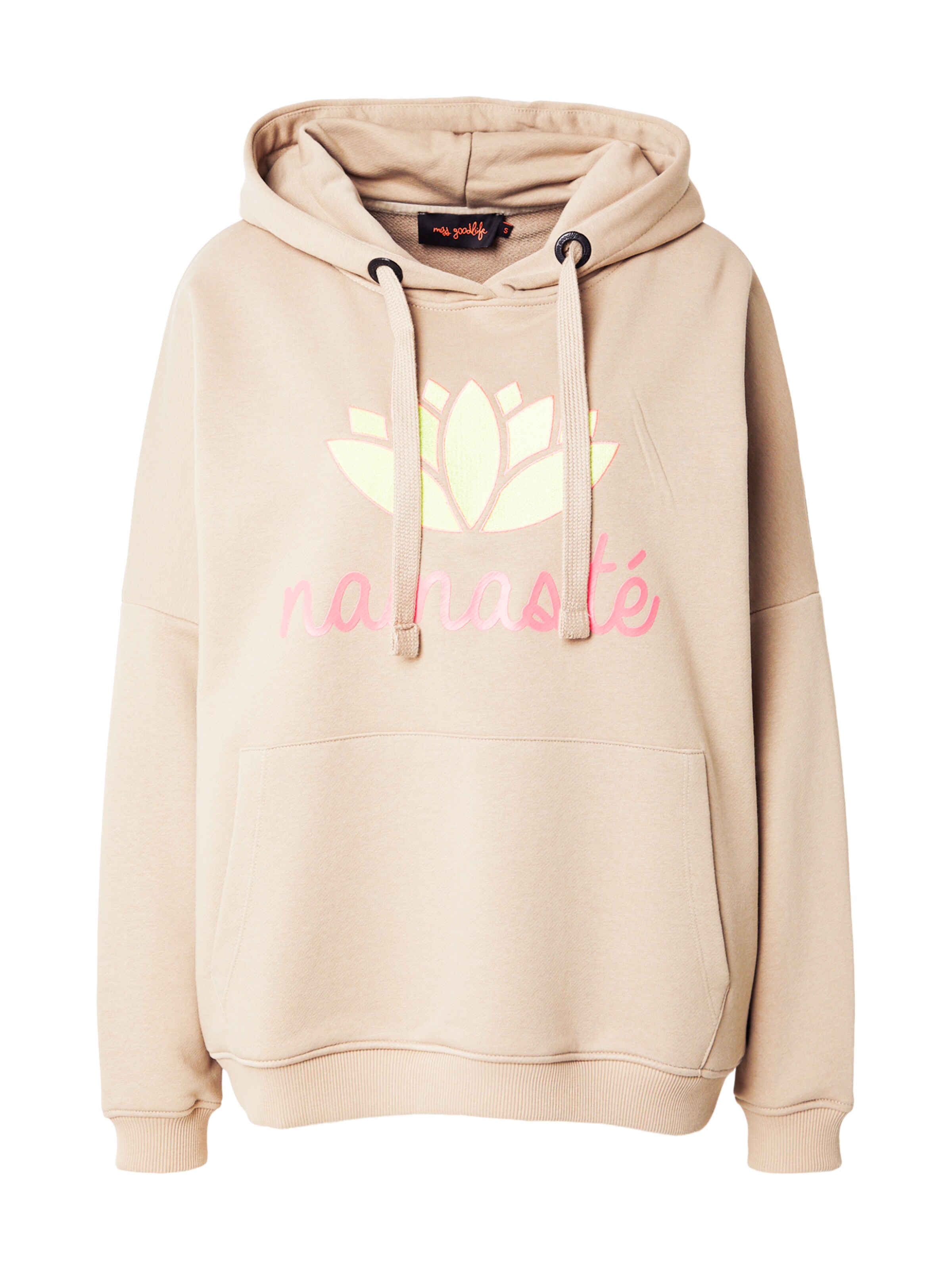 Sweat-shirt 'Namasté' miss goodlife en beige : devant