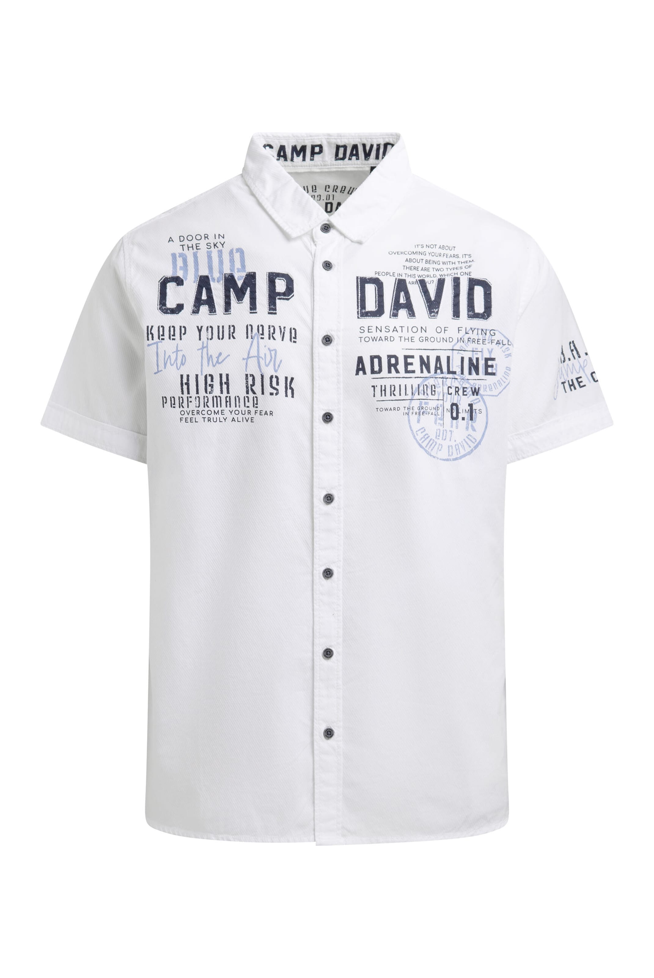 CAMP DAVID Regular fit Button Up Shirt in White: front