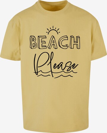 T-Shirt 'Beach Please' Merchcode en jaune : devant