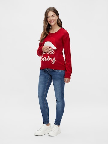 MAMALICIOUS - Pullover 'SANTA BABY' em vermelho