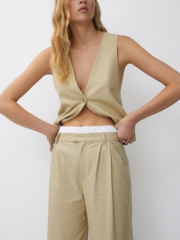 Pull&Bear Wide Leg Plissert bukse i beige