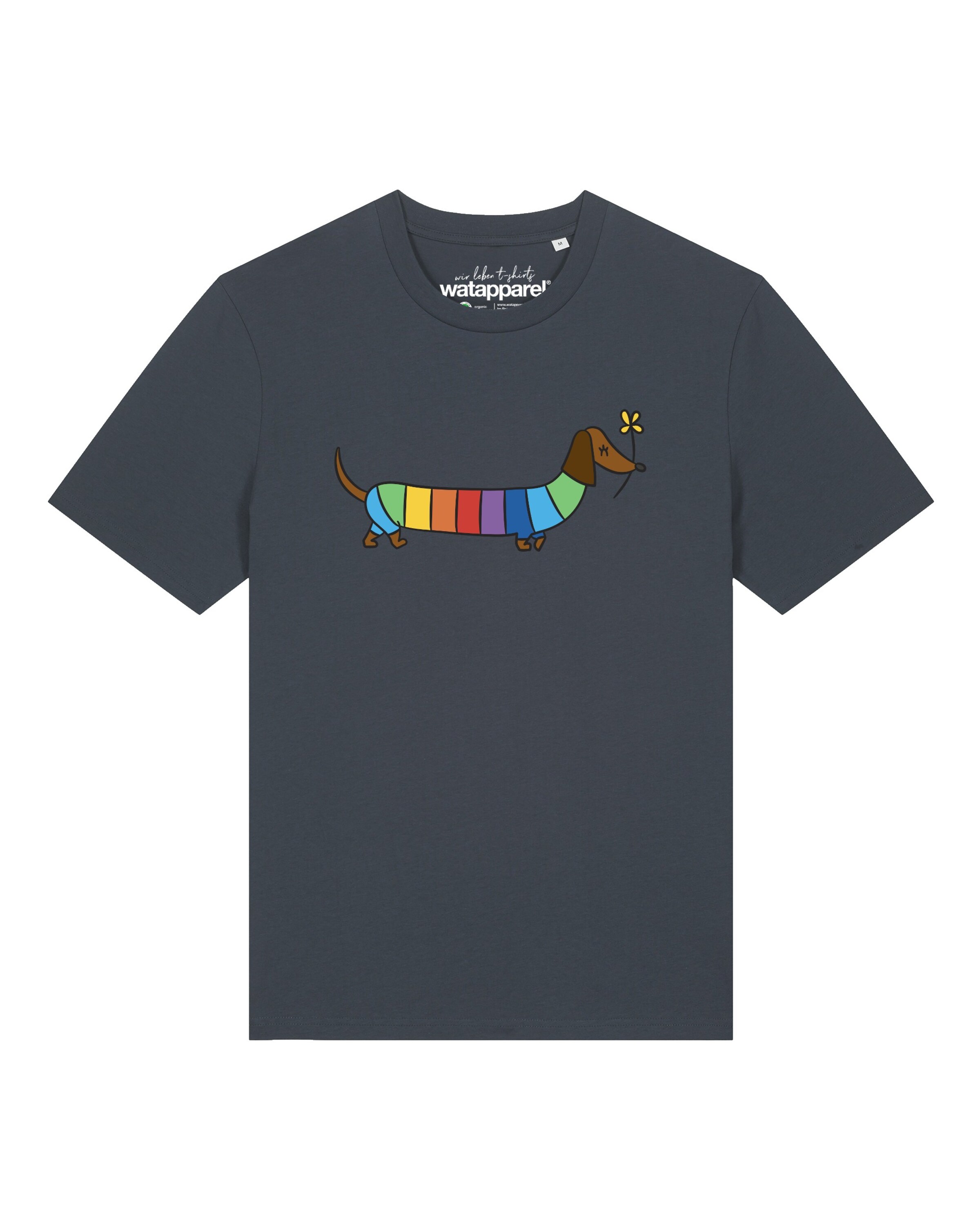 Watapparel Shirt 'Regenbogen Dackel' in Grey: front
