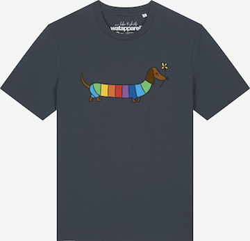 Watapparel Shirt 'Regenbogen Dackel' in Grey: front