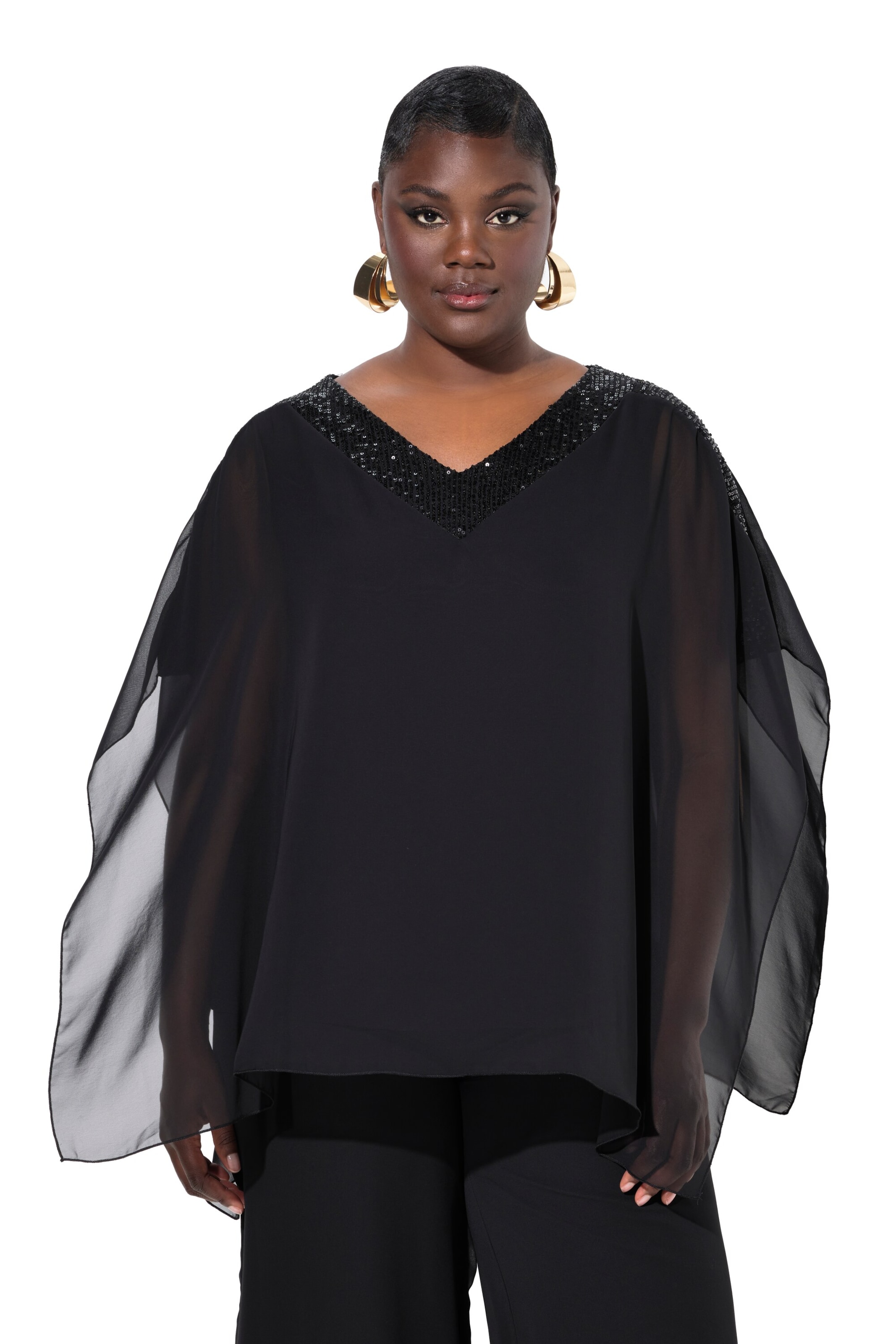 melns Ulla Popken Tunika: no priekšpuses