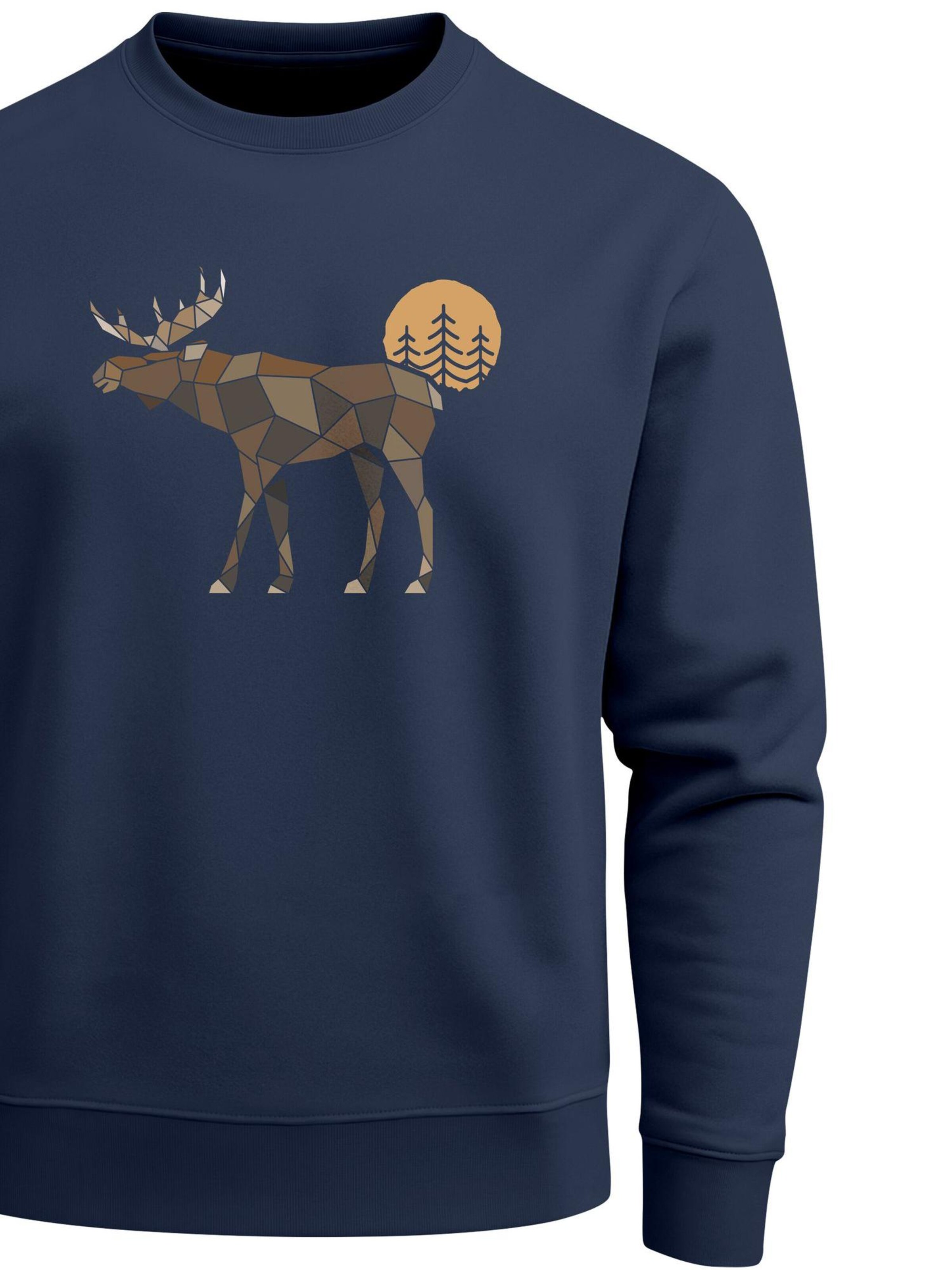 Neverless Sweatshirt 'Elch Polygon'‌‌‌ in Blau