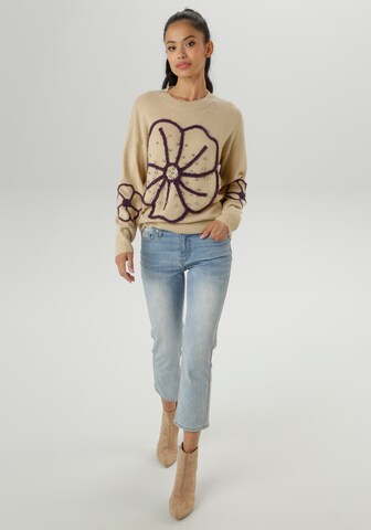 Aniston SELECTED Sweater 'Fm' in Beige
