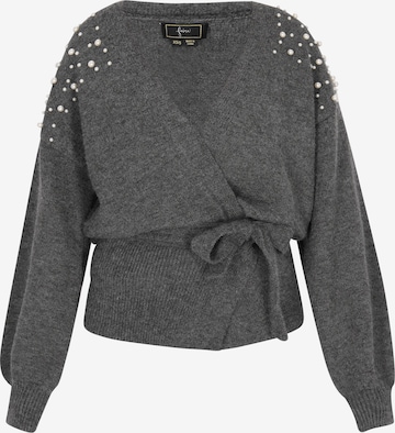 faina Knit Cardigan in Grey: front