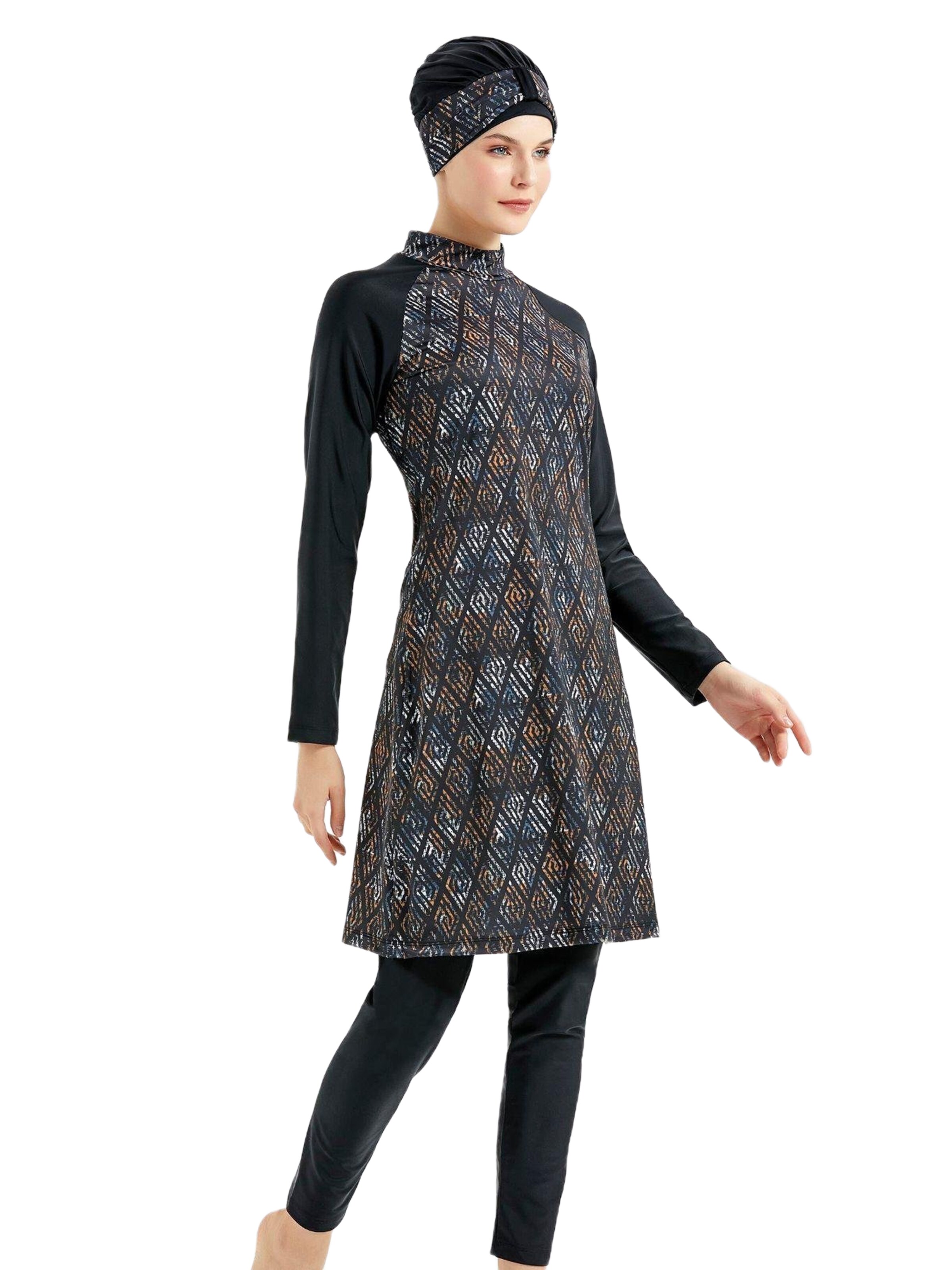 C&City High neck Swimsuit in Mixed colours: front