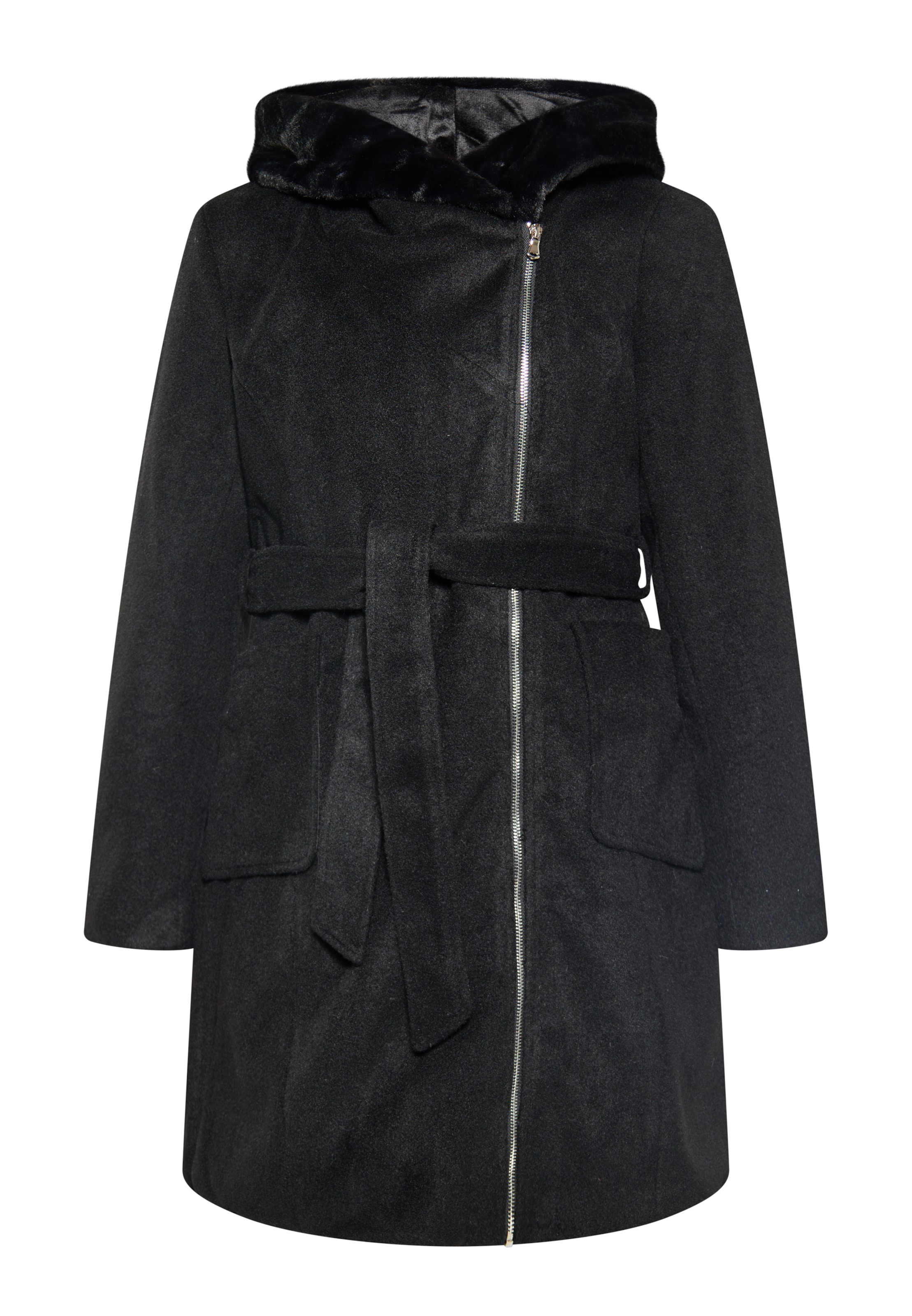 Usha Wintermantel in Schwarz: Vorderseite