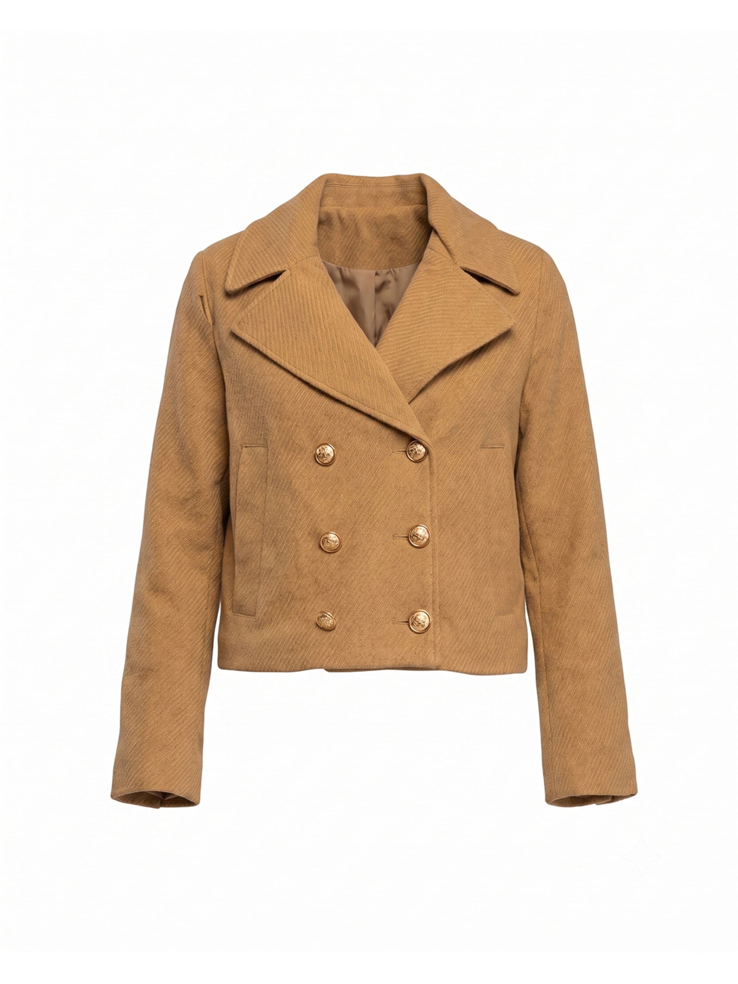 Tantra Between-Season Jacket 'Chaqueta corta de paño con solapas,  botones dorados y bolsillos laterales' in Beige: front