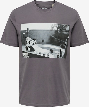 pilka Only & Sons Marškinėliai 'ONSSTORMTROOPER': priekis