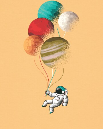 Watapparel Shirt 'Balloon Spaceman' in Yellow