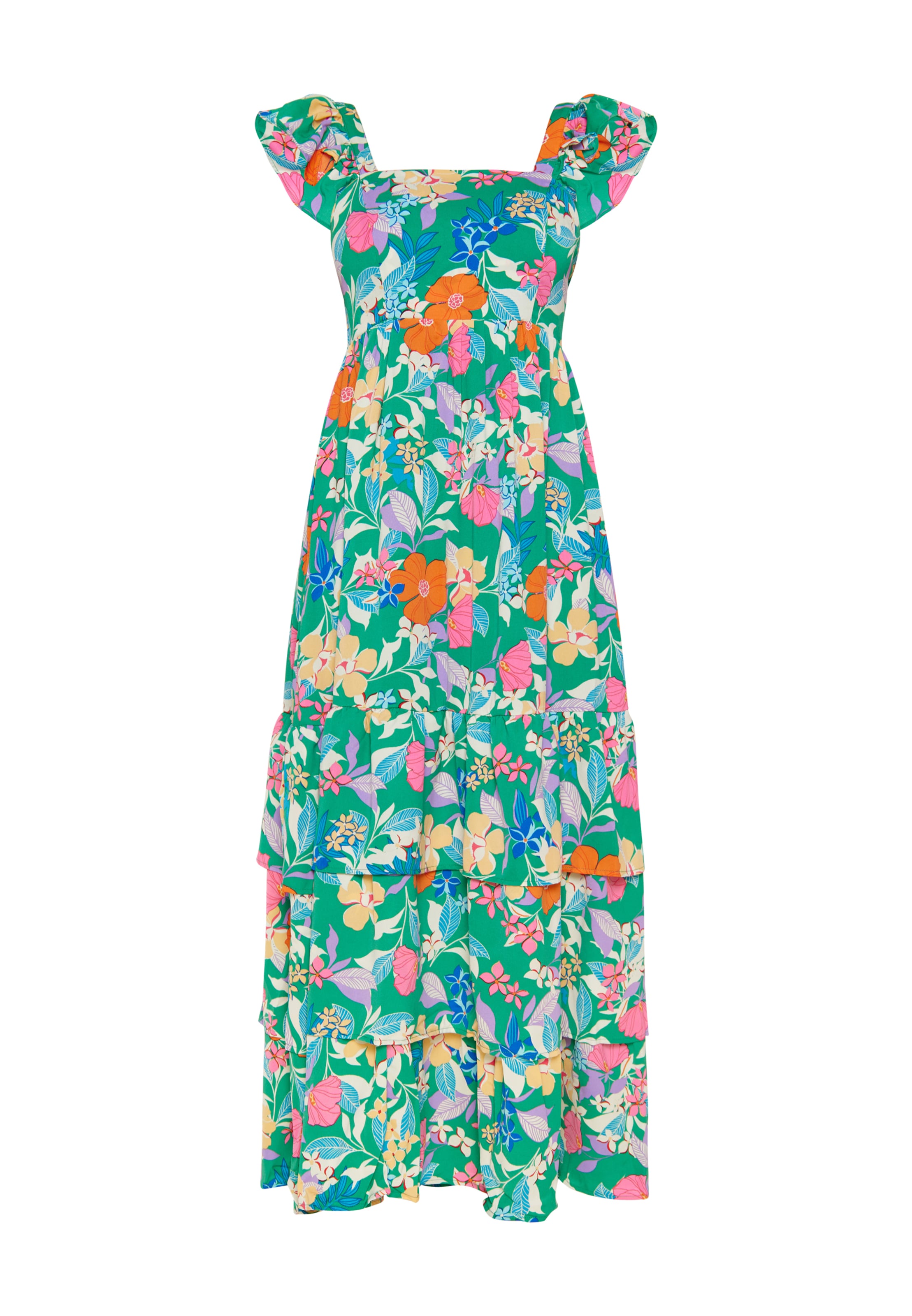 Usha Letné šaty - zelená / levanduľová / oranžová / svetloružová, Produkt