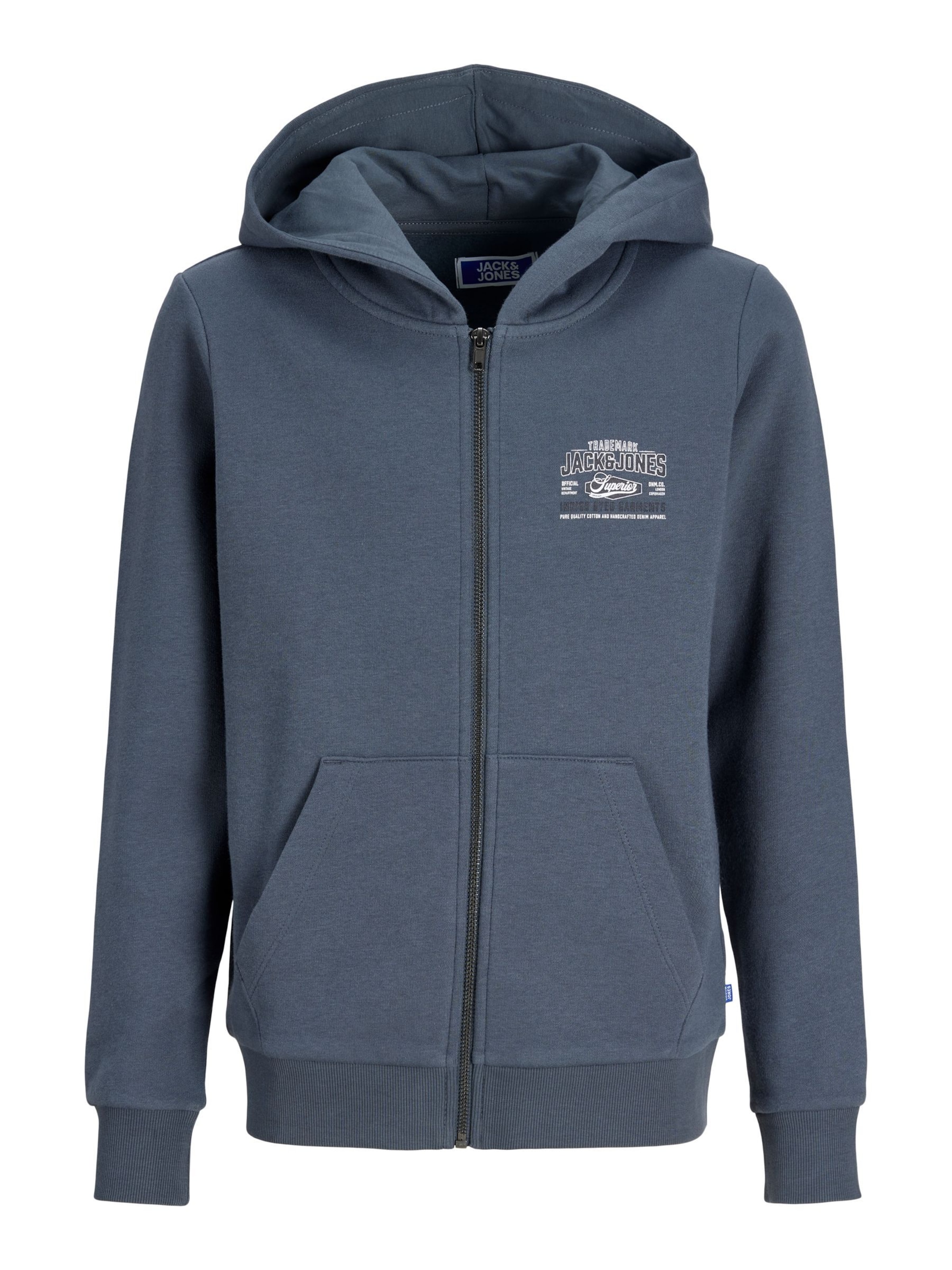 Giacca di felpa di Jack & Jones Junior in grigio: frontale