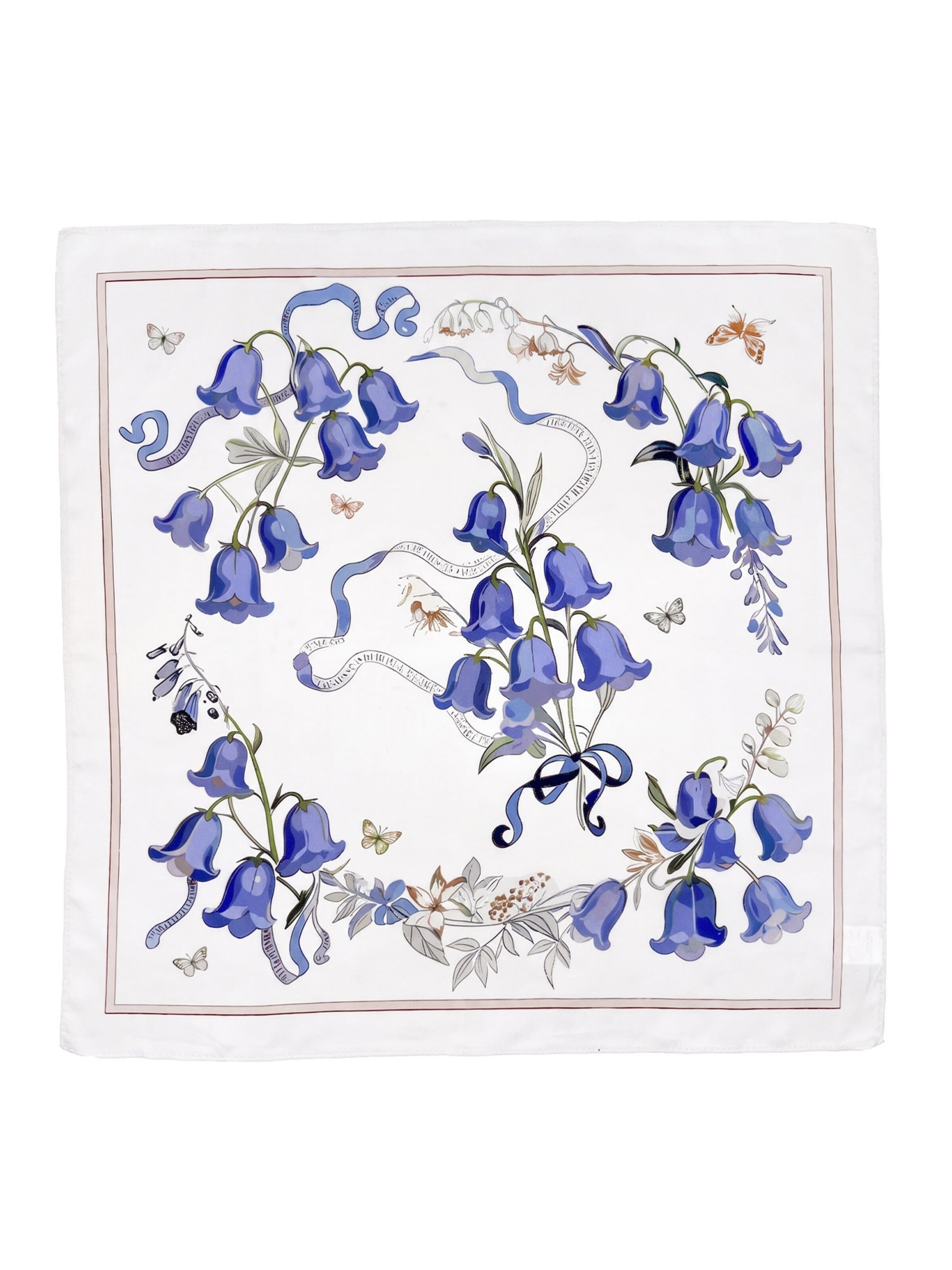 Vivi Idee Schal 'Seidentuch 53x53 cm Blaue Glockenblumen'‌ in Weiß: Vorderseite