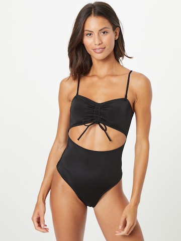 Monki Bustier Badeanzug in Schwarz: predná strana