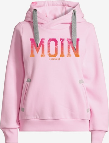 Sweat-shirt 'SÜNN - MOIN FARBVERLAUF' salzhaut en rouge : devant