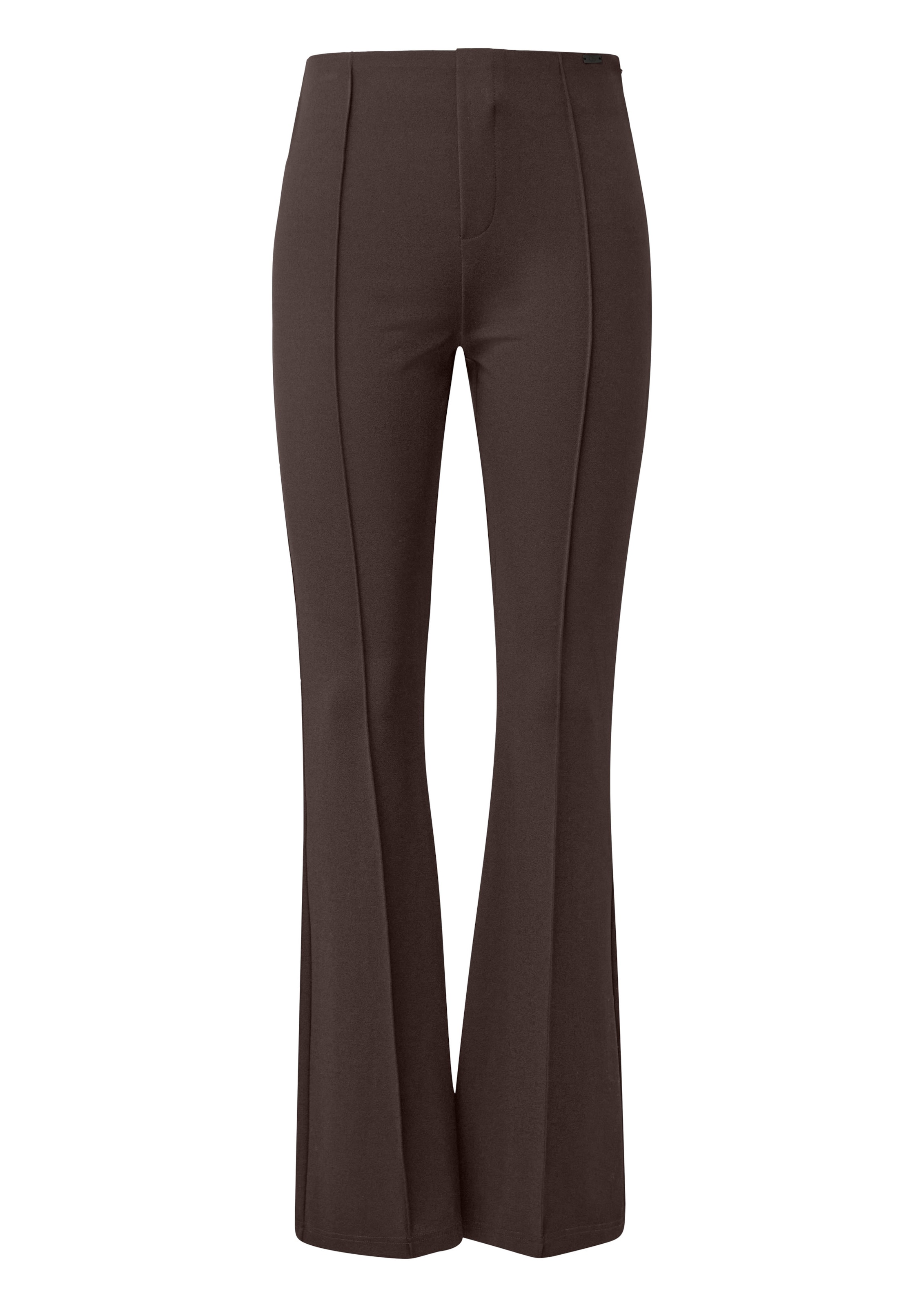 QS Flared Broek in Bruin: voorkant