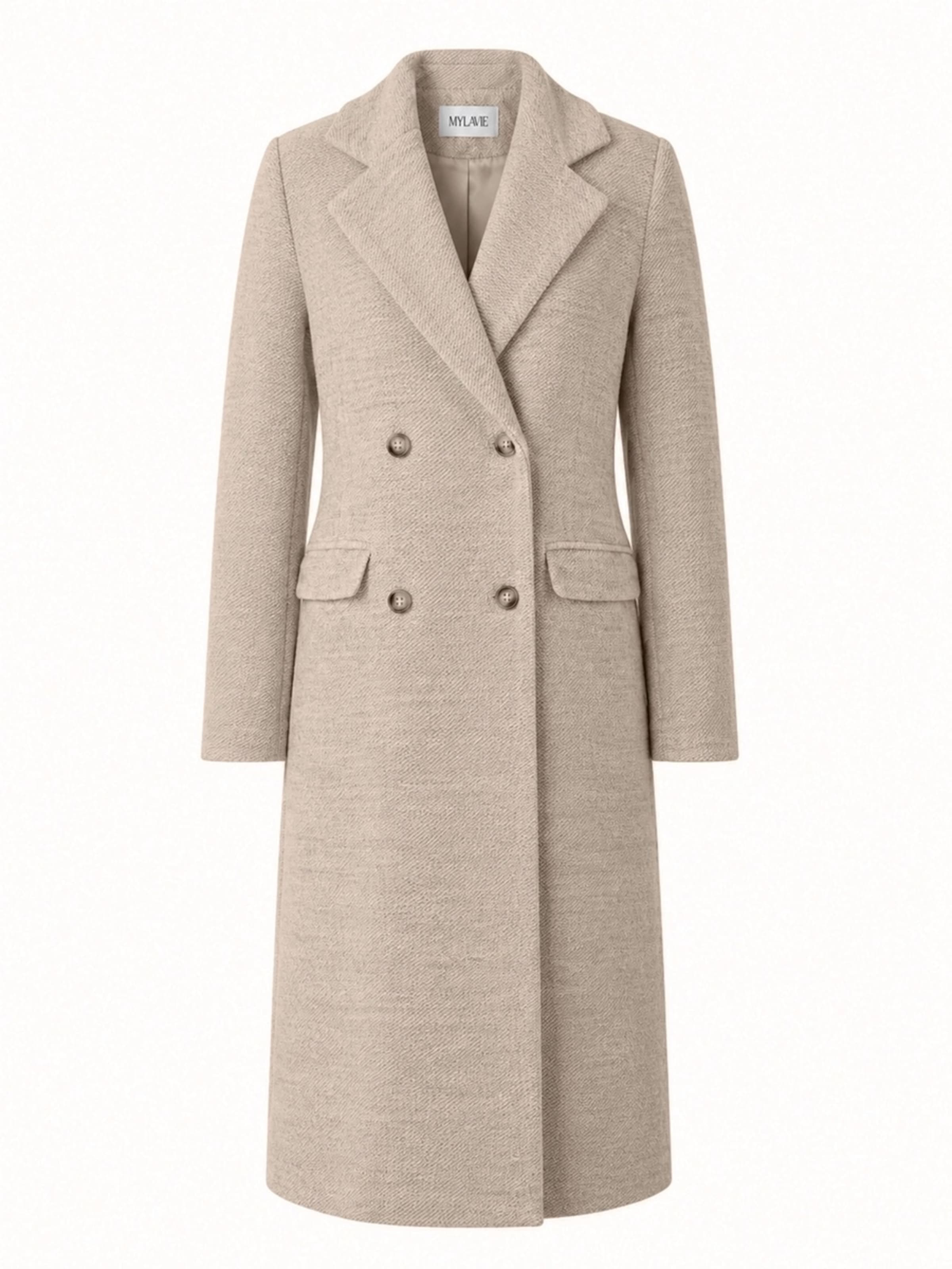 MYLAVIE by Sarah Harrison Wintermantel in XS in de kleur Beige, Productweergave