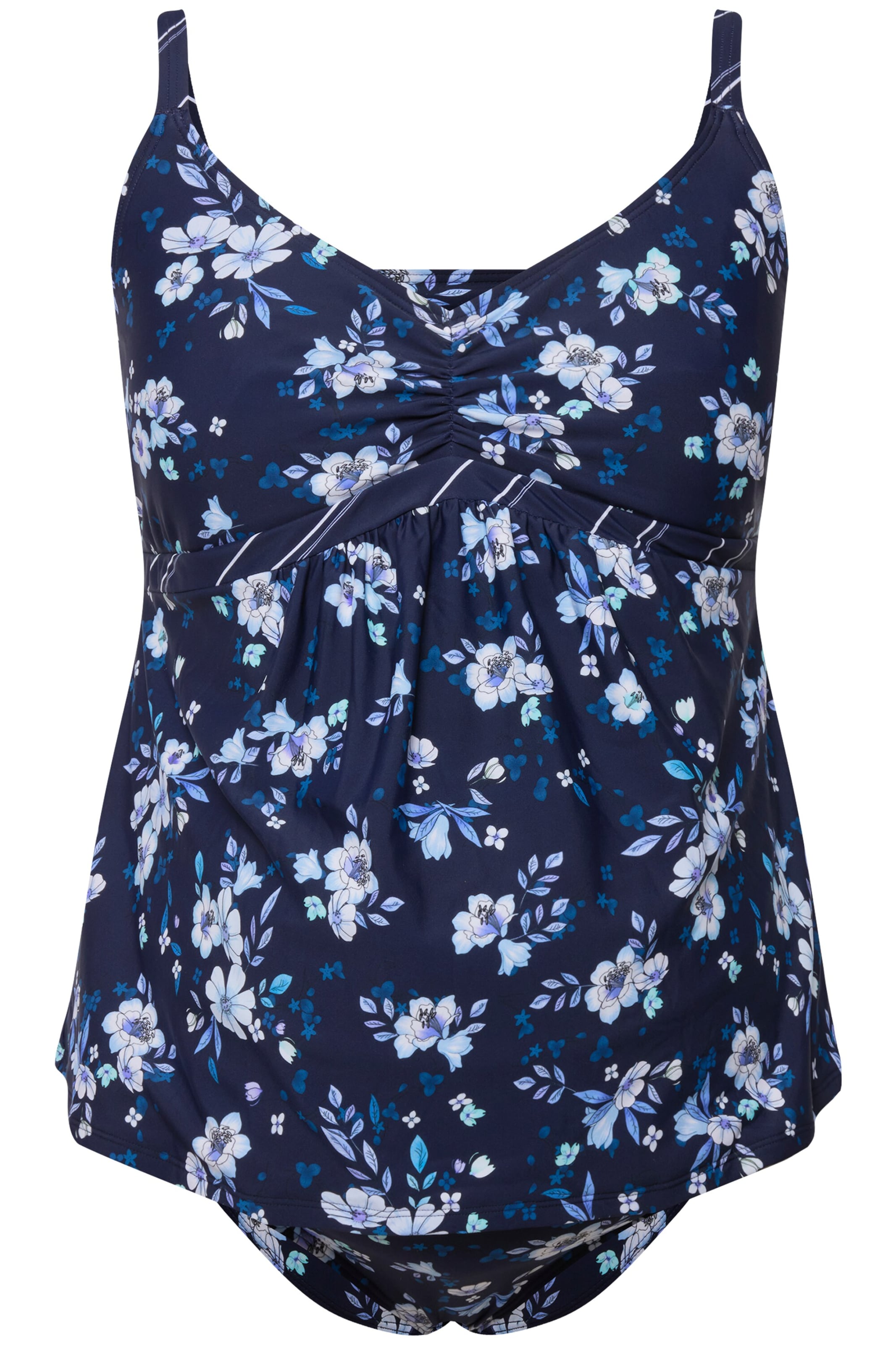 Ulla Popken T-shirt Tankini in Blauw: voorkant