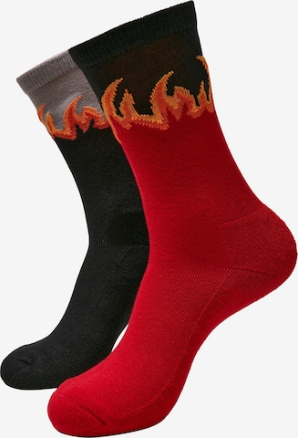 Chaussettes 'Long Flame' Mister Tee en rouge : devant