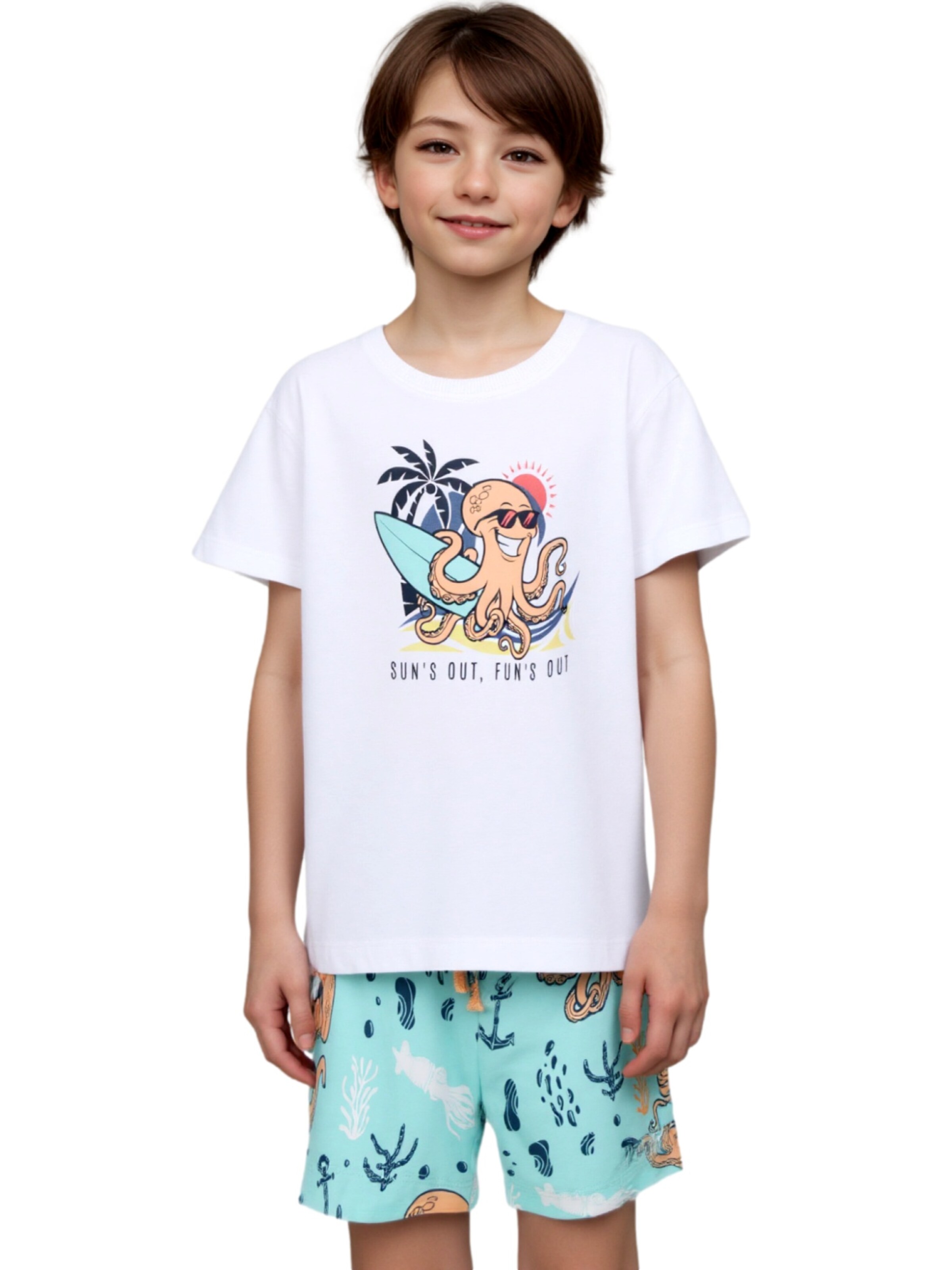 NAME IT Joggingpak 'Flaz' in Wit: voorkant