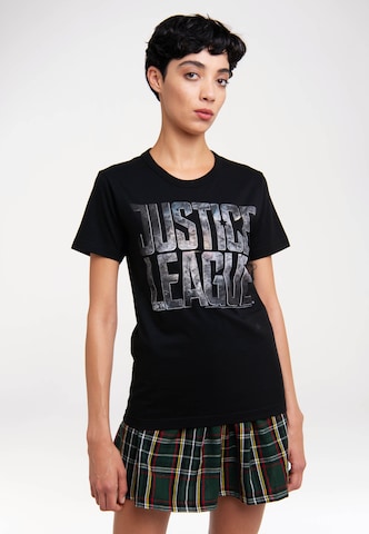 LOGOSHIRT T-Shirt 'Justice League Movie' in Schwarz: predná strana