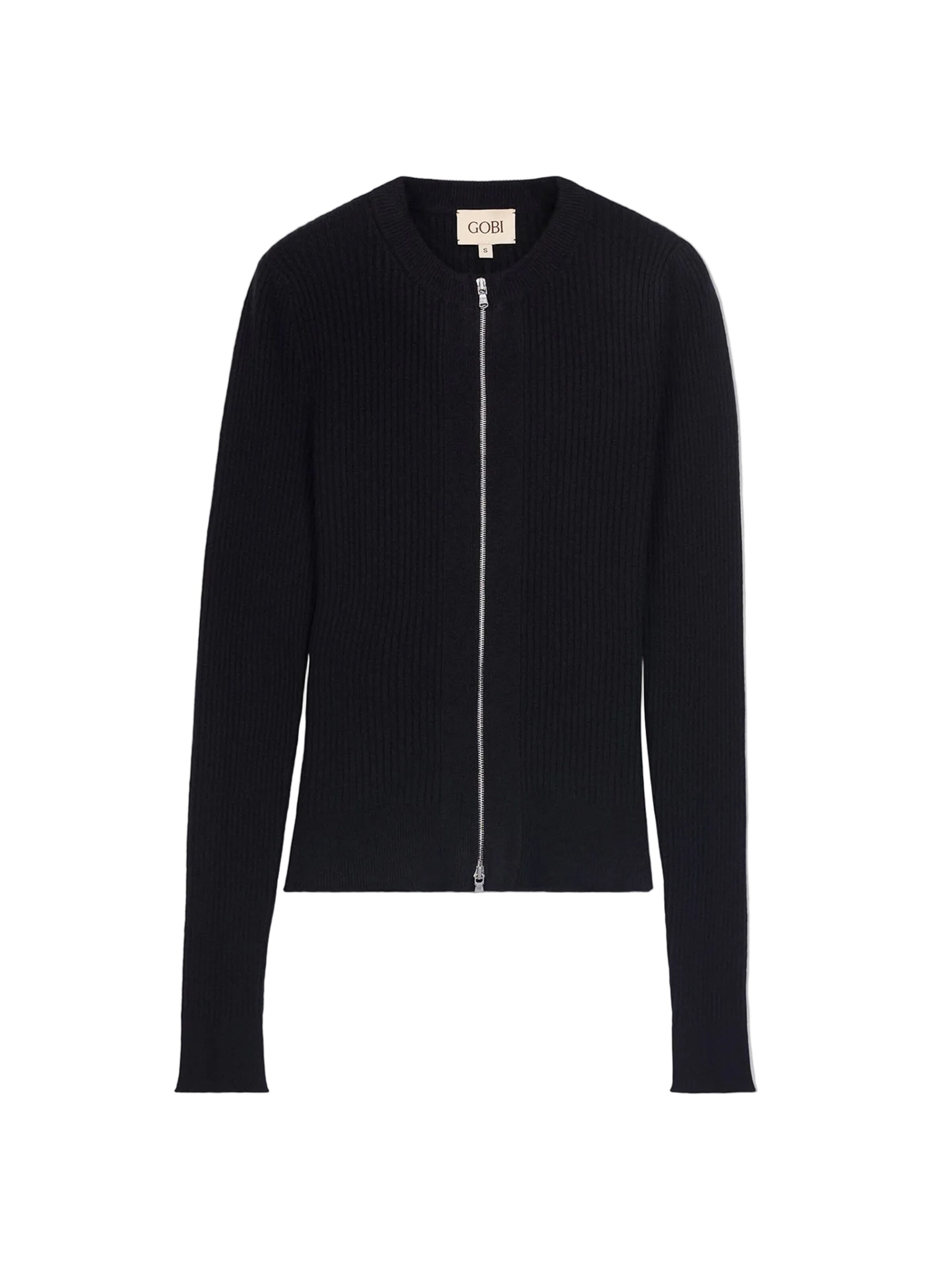 GOBI Cashmere Gebreid vest in Zwart: voorkant