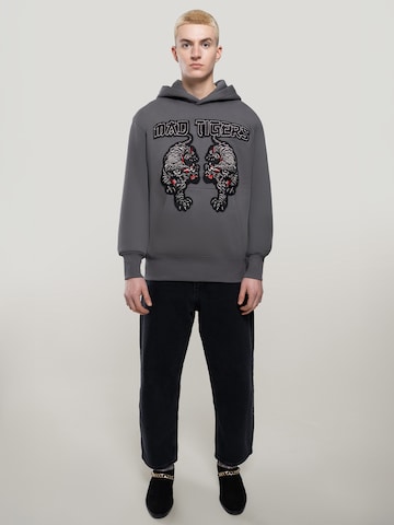 MAD TIGERS Sweatshirt 'Black Tigers' in Grey