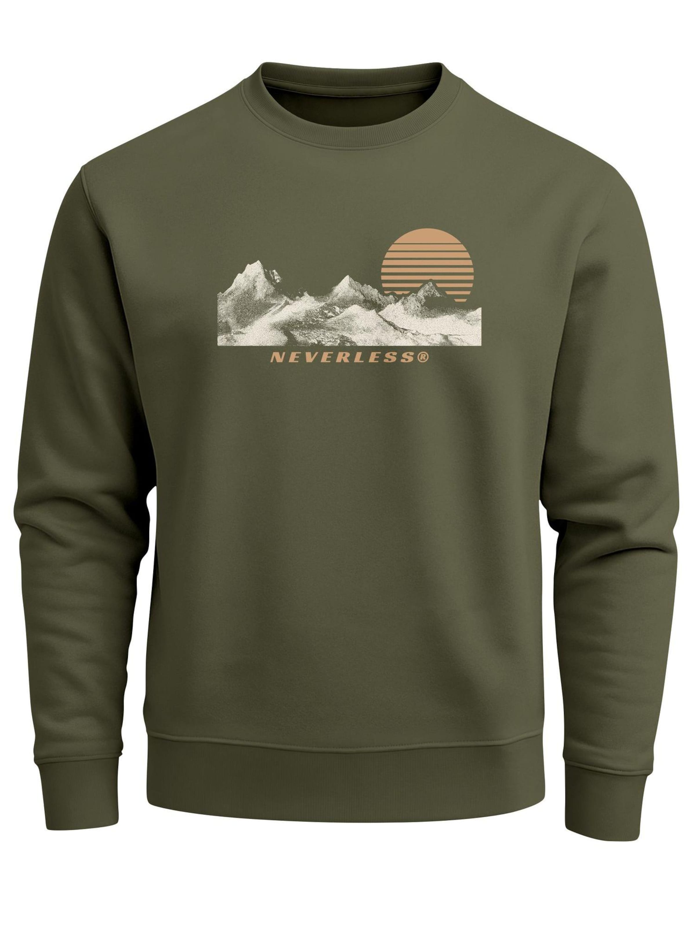 Neverless Sweatshirt 'Mountain' in Green: front
