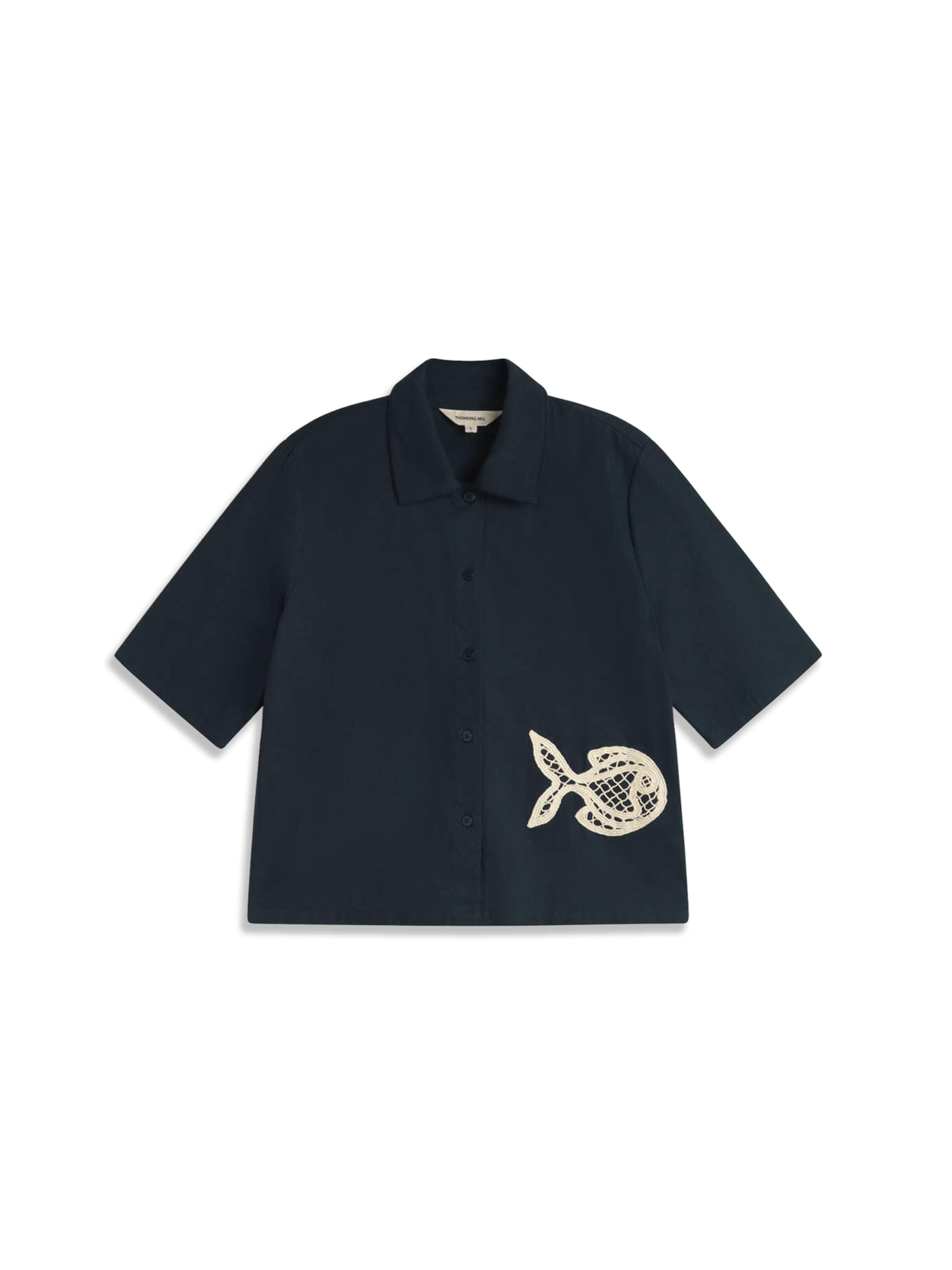 Thinking MU Blouse 'ANE' in Blue: front