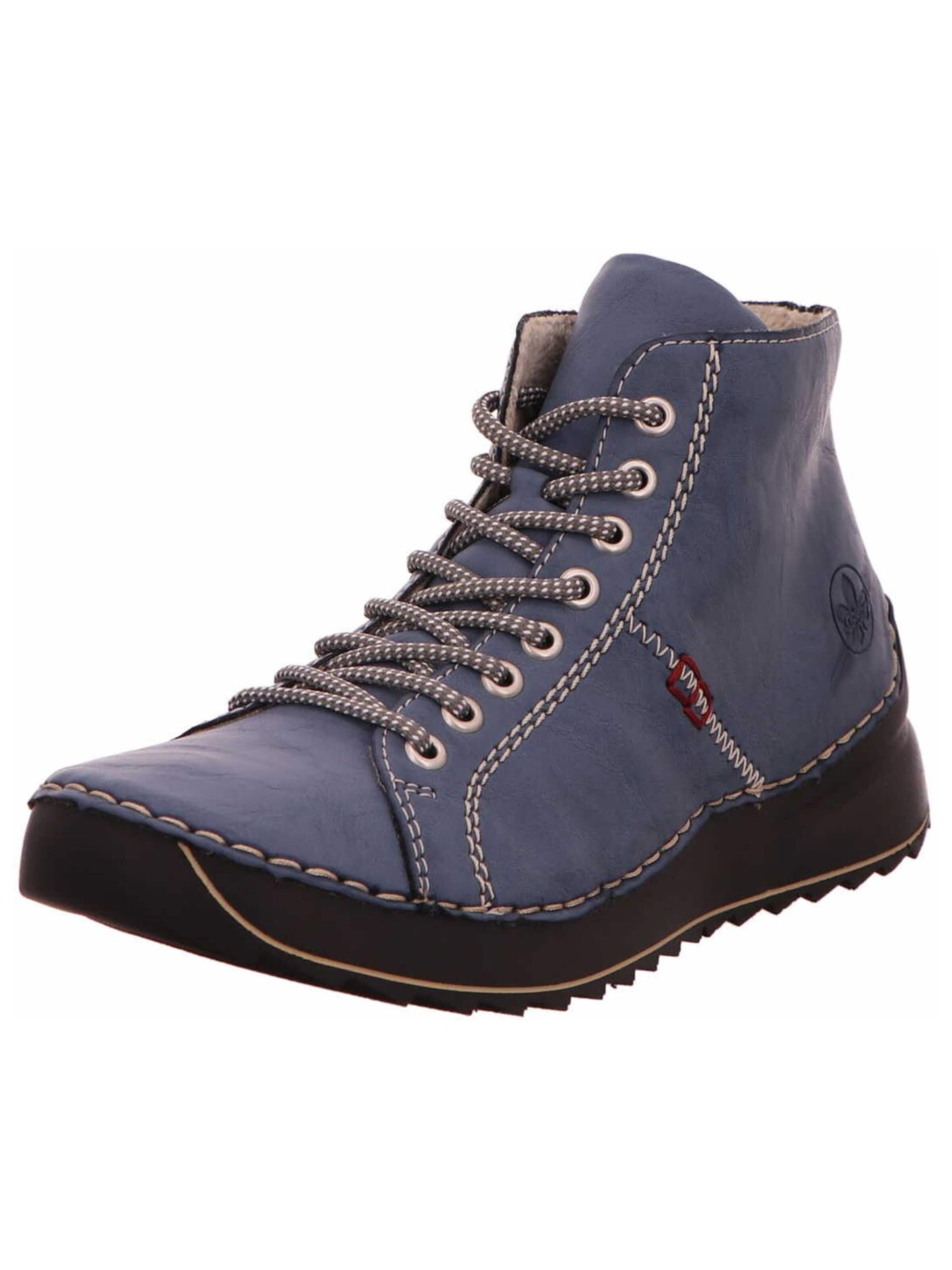 Rieker Schnürstiefelette 'Stiefel Damen 71510-14 Leder-Mix in blau'‌‌ in Blau: Vorderseite