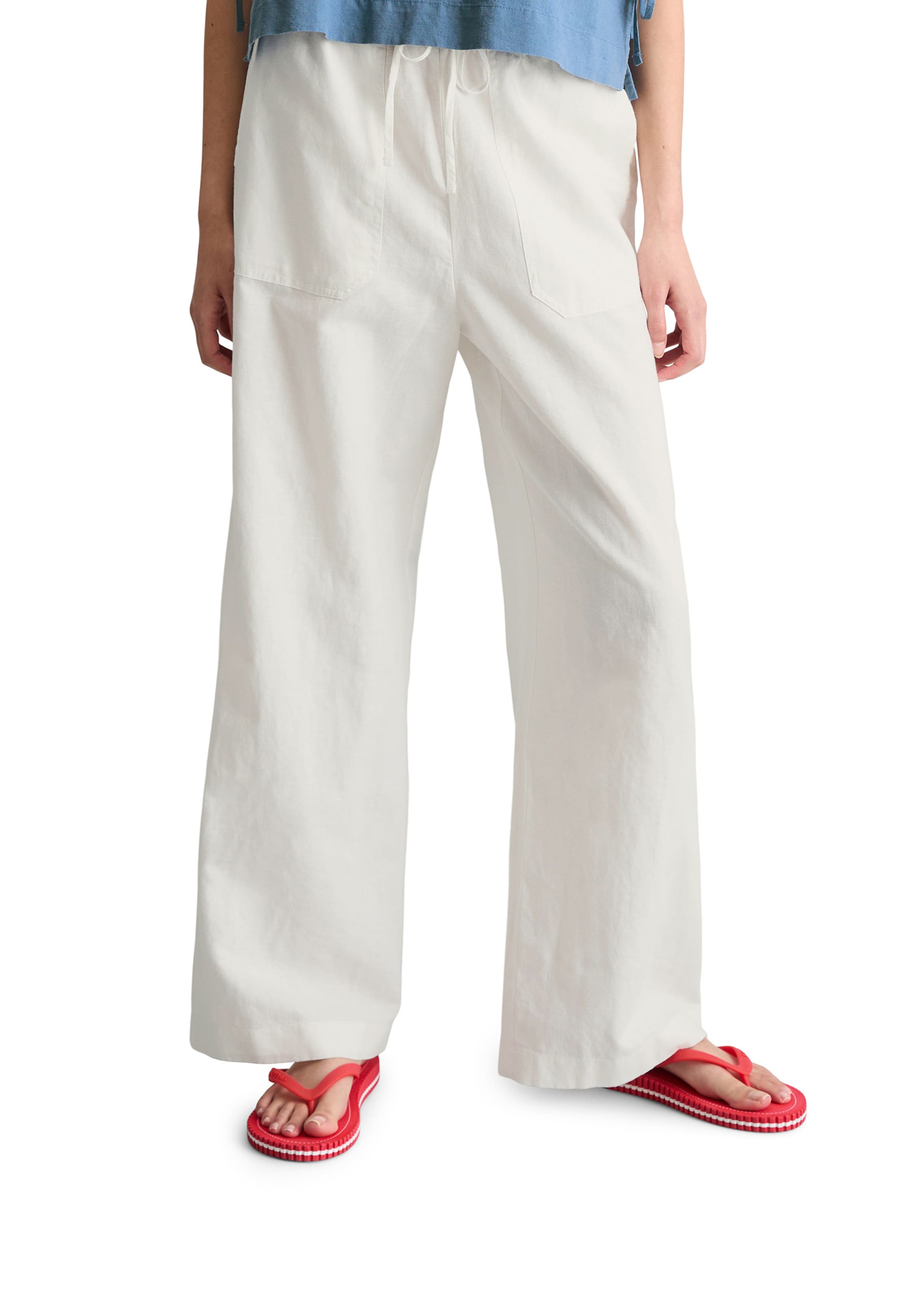 Marc O'Polo DENIM Wide Leg Hose in Weiß: Vorderseite