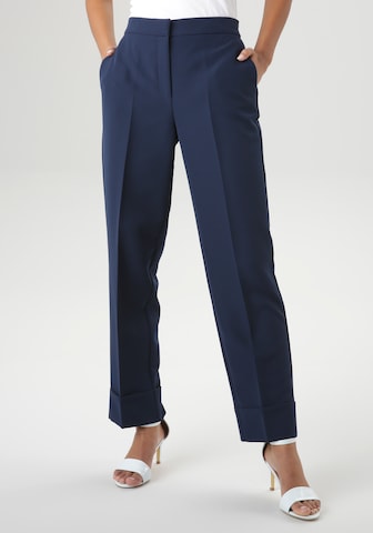Aniston SELECTED Loose fit Pleated Pants in Blue: front